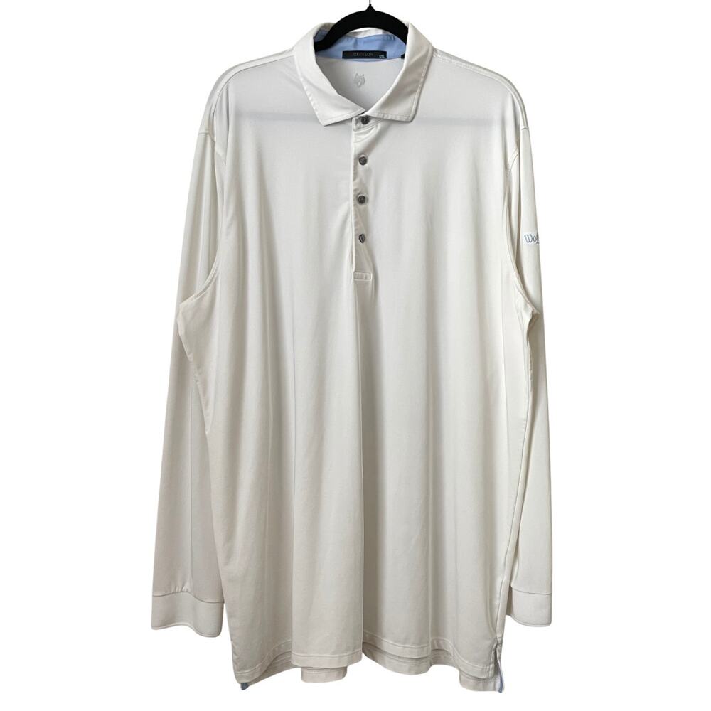 Greyson Shirt Mens XXL‎ White Polo Henley Long Sleeve Wolf Creek Golf Golfing